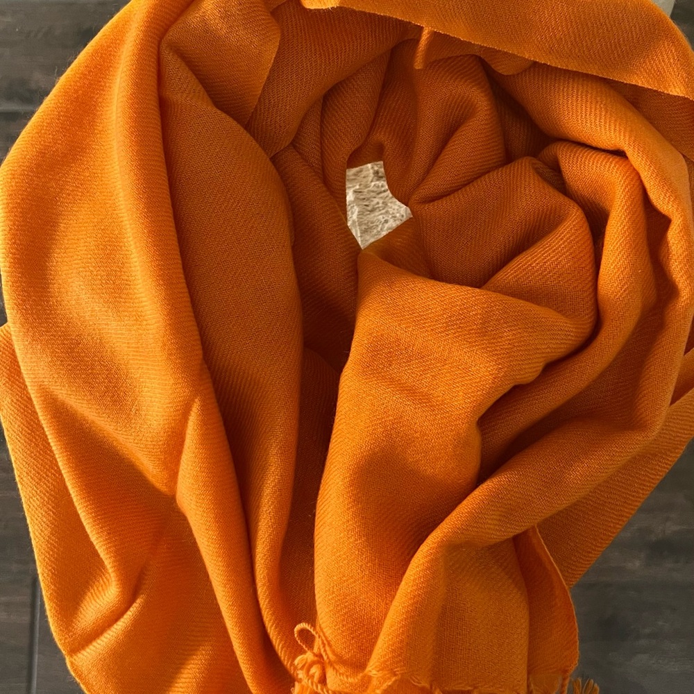 Cashmere Pashmina Orange Scarf - Picture 2 of 3